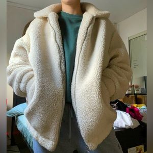 Off white faux fur Sherpa coat / jacket